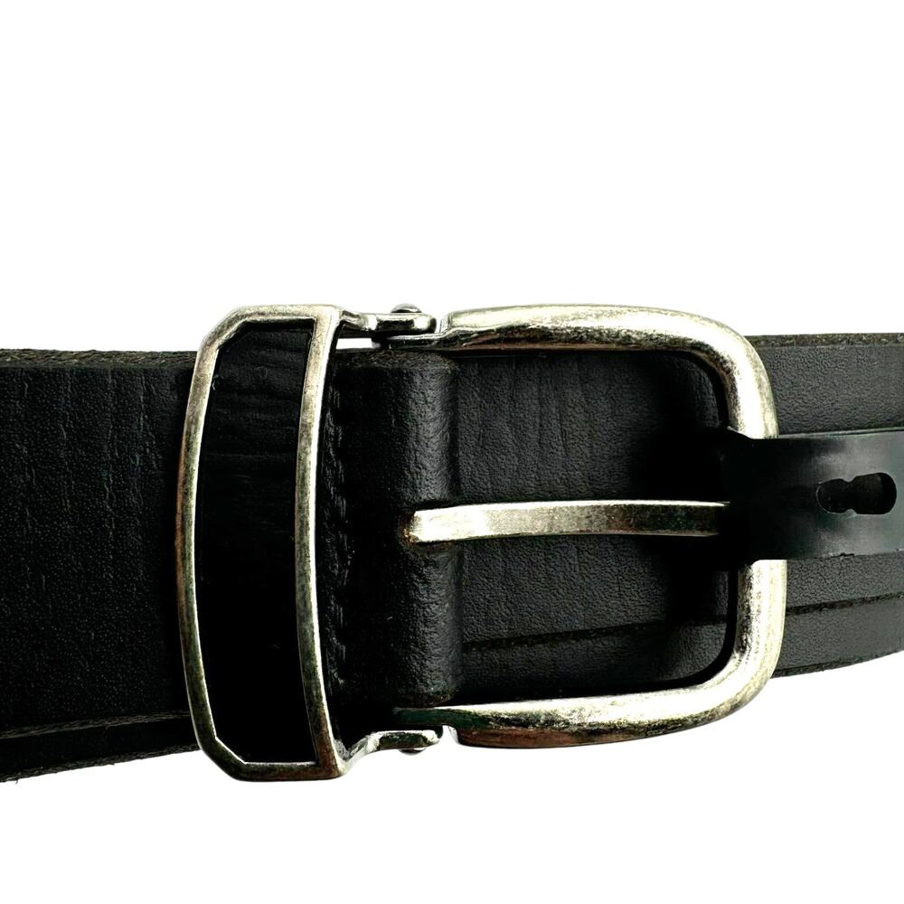INC | NEW Men's XL 42-44 Black Genuine Leather Western‎ Silver Buckle Belt NWT